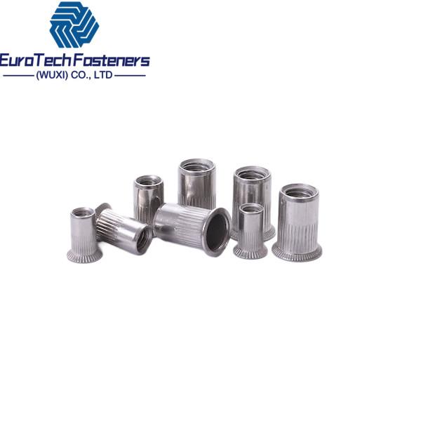Cheap A2-70 A4-80 Flat Head Round Body Knurled Rivet Nut Stainless Steel Rivet Nut Pressure for sale