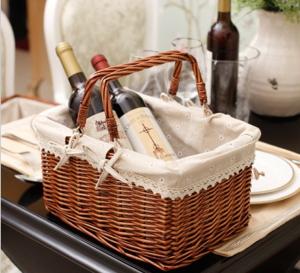 Quality Handmade Natural Willow Wicker Picnic Basket Cheap Lunch Bags Hot sale products Outdoor Lunch Basket wholesale