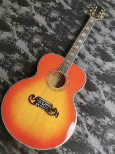 Quality Custom 43 inch SJ200 series limited edition handmade glossy painted abalone inlaid acoustic guitar wholesale