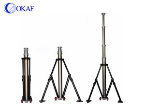 Quality Mobile Telescopic Mast Pole , Portable Antenna Mast Tripod With Wheels wholesale