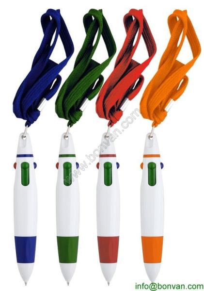 promotional multicolor pen with lanyard,gift lanyard ball pen, advertising