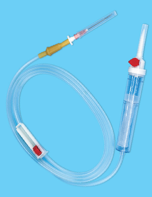 CE ISO Disposable Blood Transfusion Set Lock Adapter With Hypodermic Needle 18G