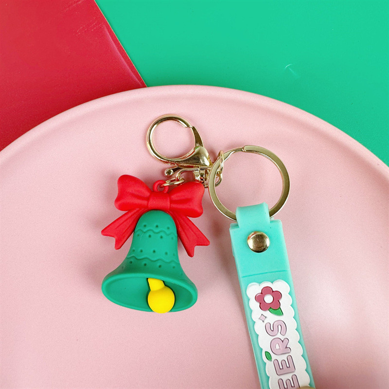 Cute Christmas Silicone Bag Pendant Keychain Soft Kawaii Car Key Chain Charms For Women Men Christmas Birthday Kid Gifts