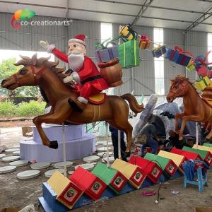 Quality Christmas Decoration Santa Horse Resin Gift Box Zigong Lantern For Amusement Park wholesale