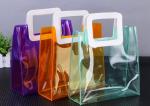 Iridescent Thickened Clear PVC Handbags With PU Leather Handle