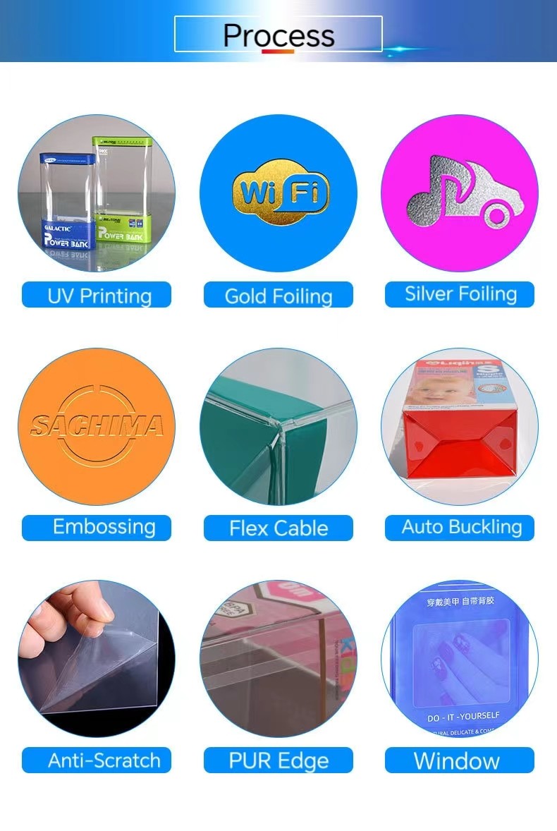 3c Digital Electronic Product Display Packaging Hanging Plastic PET PVC Box with printing