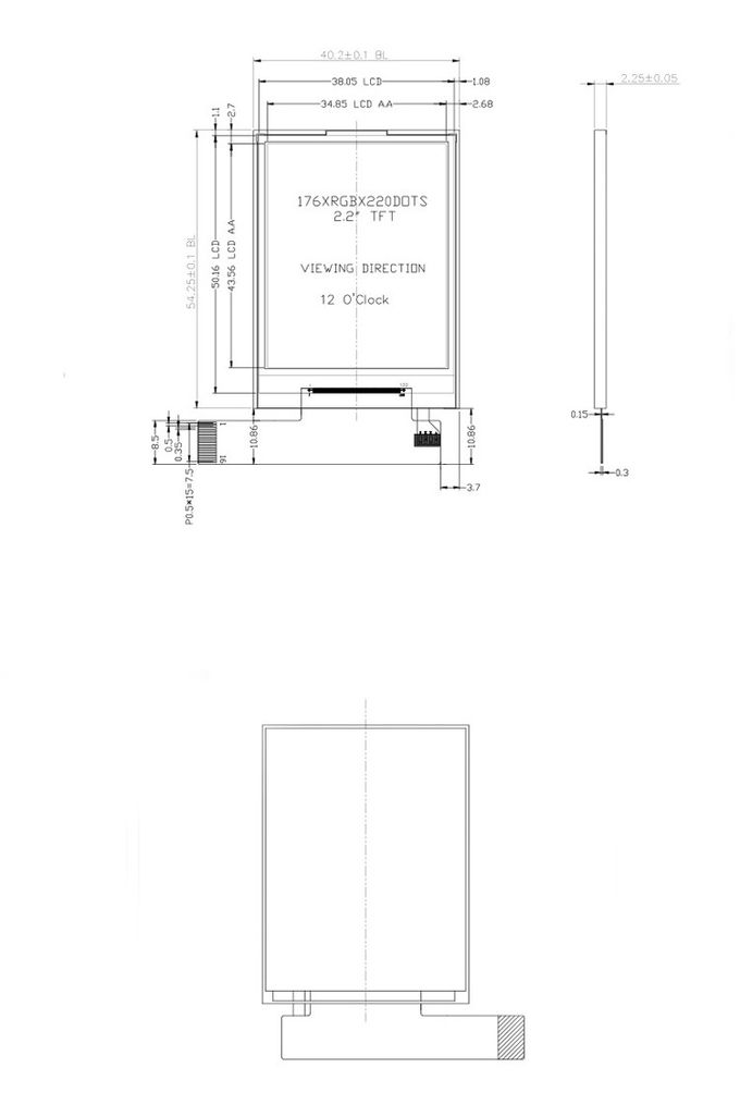 Industrial 2.2Inch 176x220 3.3Volt Small LCD Screens