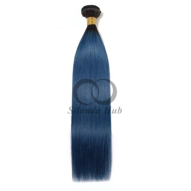 #T1B/Blue Straight Remy Human Hair Bundles Sew In Weave Bundles Brazilian Bundle Deals