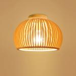 Modern Wood Birdcage E27 Ceiling Lights Nordic Home Deco Bamboo Weaving Wooden