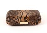 Pu Leather Black And Gold Beautiful Clutch Bags Rectangle Closure For Dinner