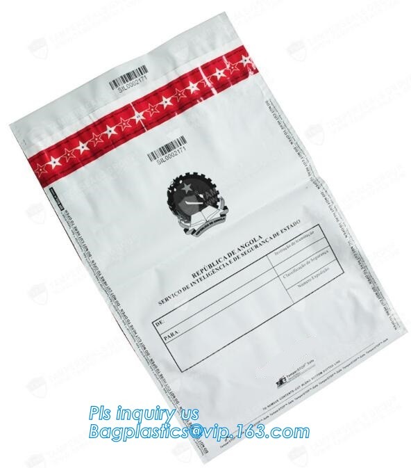 Opaque Tamper Evident Sealing Plastic Bank Money Steb Security Bag / Custom Self Adhesive Plastic Courier Bag, bagease