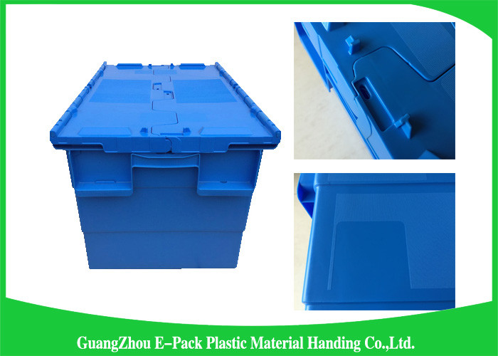 600 * 400 * 315mm Plastic Attached Lid Containers Stackable And Nestable PP Materials