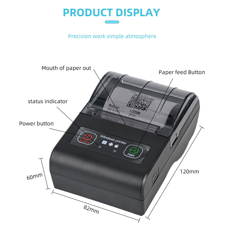 High Speed Bluetooth Portable Printer Thermal Receipt Printer for Small Businesses