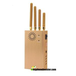 Quality Hotsale 4 Antennas 2w Golden Yellow Portable Signal Jammer Blocker Shield GSM 3G Wifi GPS With Leather Case/Car Charger wholesale