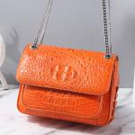 Exotic Genuine Crocodile Skin Silver Chain Lady Purse Real True Alligator