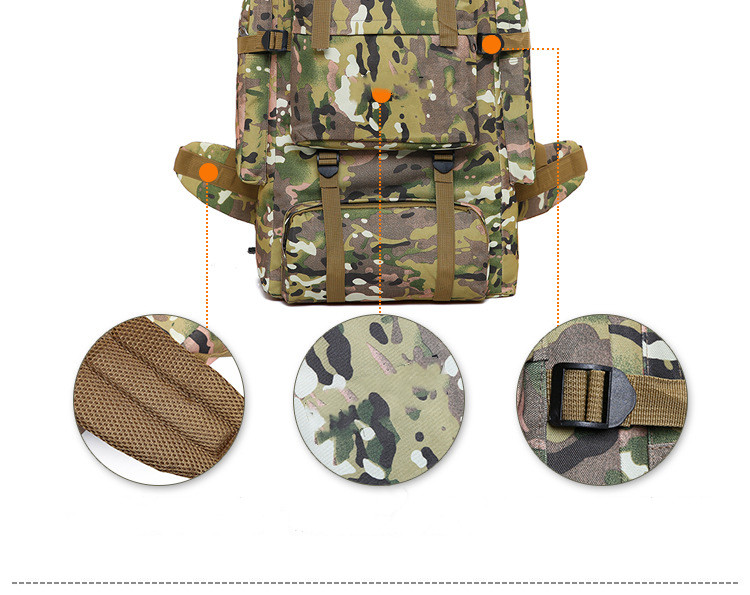 75L Adjustable Woodland Camo Tactical Backpack High Density CE ISO