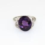 Women Jewelry 925 Silver Ring with 10mmx14mm Oval Purple Cubic Zirocnia(R213)