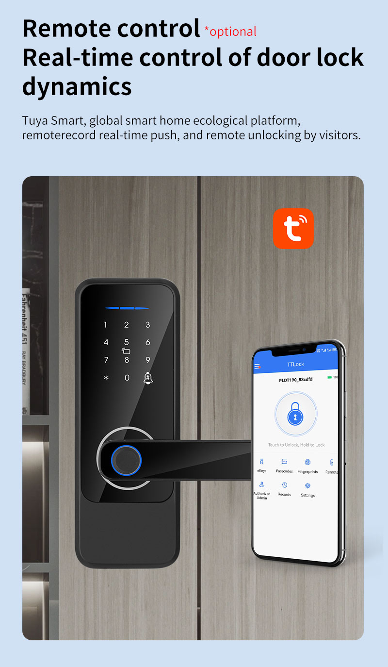 Alkaline Battery Electric Door Lock Fingerprint Aluminum Alloy Smart Locks For Home
