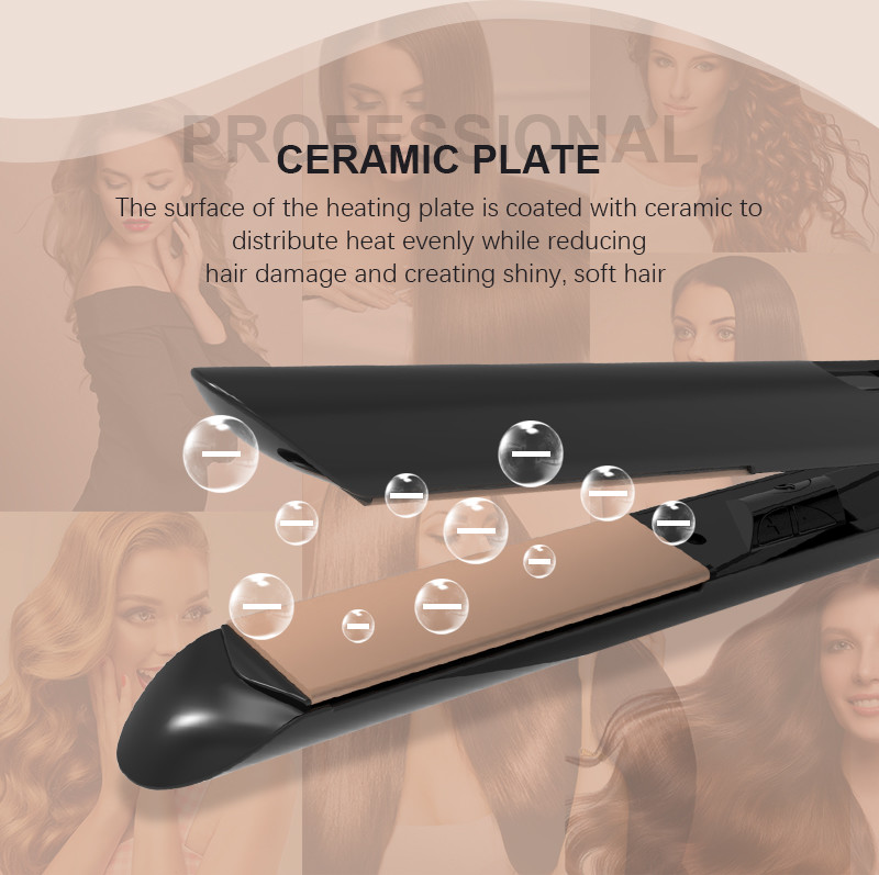 LCD Ceramic Hair Flat Iron With MCH PTC Heater Titanium Plates