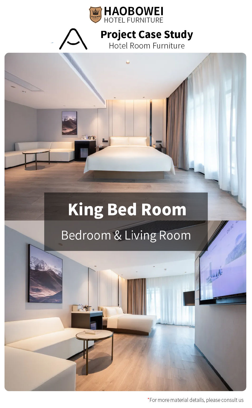 Modern Luxury Style Hotel Furniture Standard Double Bedroom Set Five Star Headboard