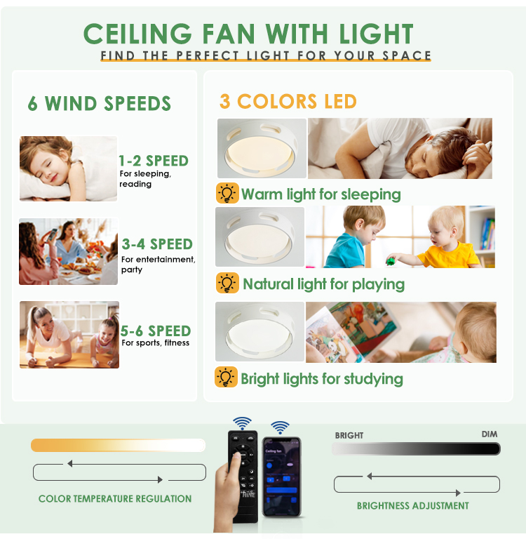 Small Air Purification 16" White Ceiling Fan with Copper Motor and REACH Certificate