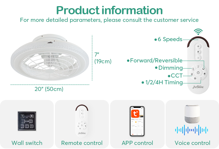 CE Certified Modern Design 6-Speed LED Ceiling Fan with Remote Control and Easy Cleaning