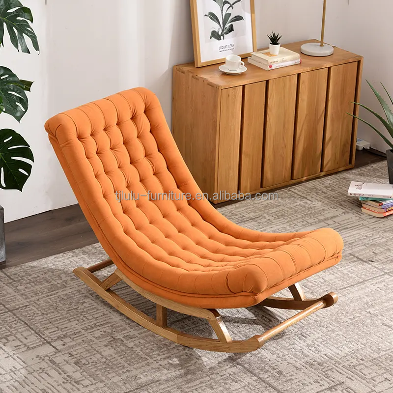 OEM Service Accepted Solid Wood Single Tufted Fabric Leisure Rocking Sofa Chair NO Folded