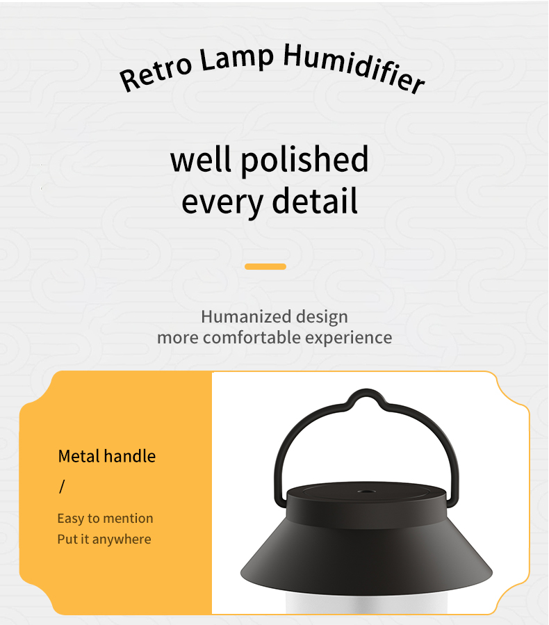 400ml USB Wireless Creative Design Portable Camping Lantern Shape Diffuser Hanging Type Outdoor Cool Mist Humidifier