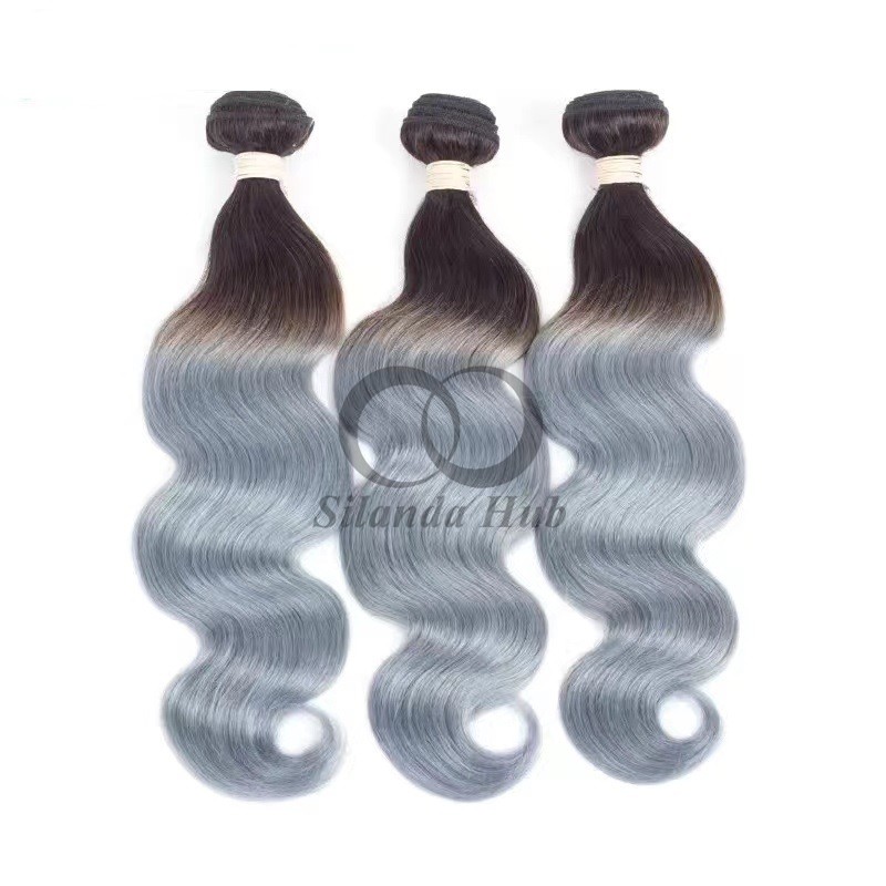 #T1B/Grey Body Wave Remy Human Hair Bundles Sew In Weave Bundles Brazilian Bundle Deals