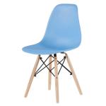 Blue 4pc Plastic Dining Chair Sets 32.28in Height Wood Leg