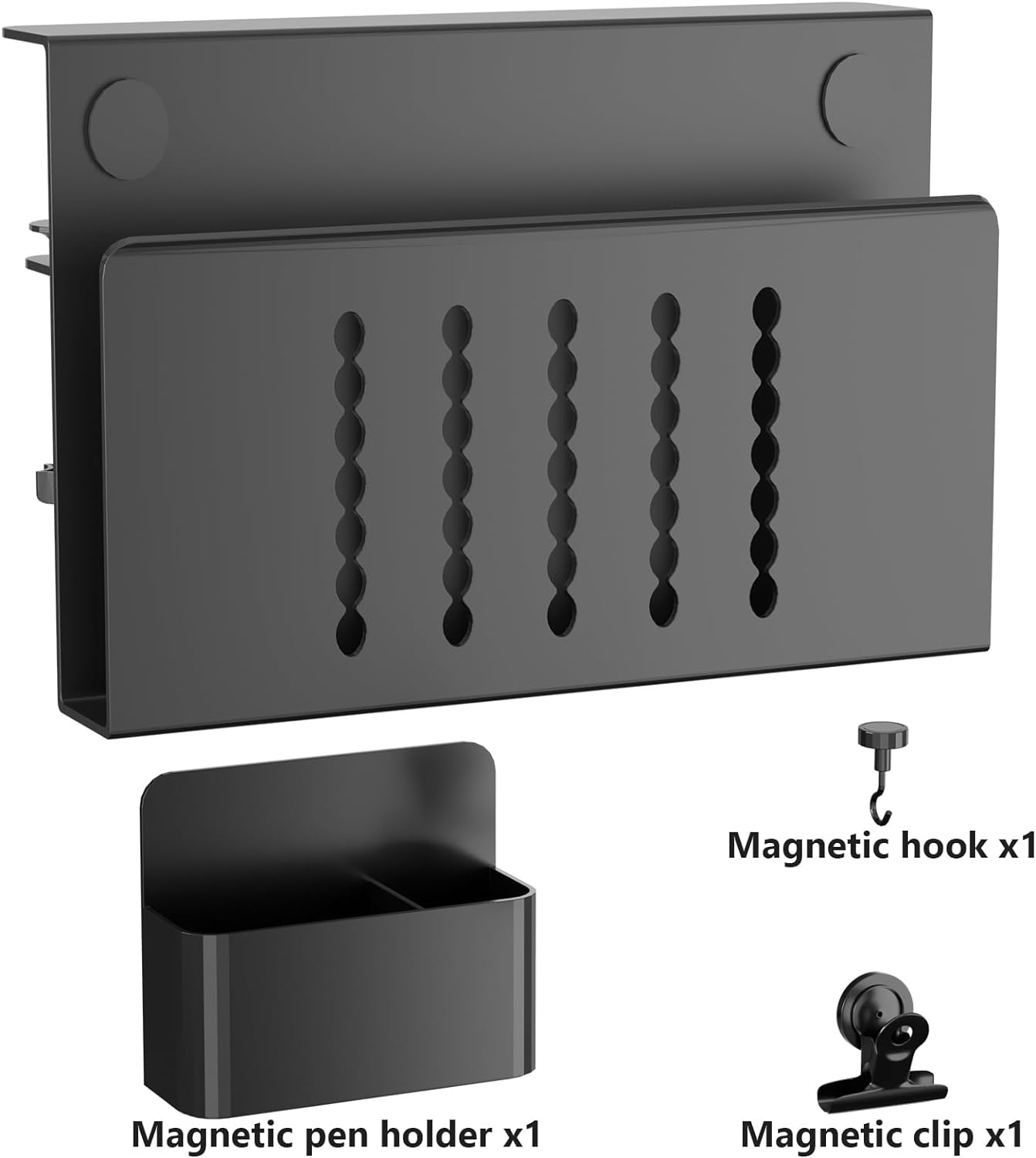 Plating Double-Deck Desk Organizer with Magnetic Pen Holder and Cable Management Tray