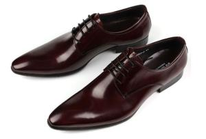 Quality Oxford Style Mens Leather Dress Shoes Dark Red / Black Lace Up Dress Shoes wholesale