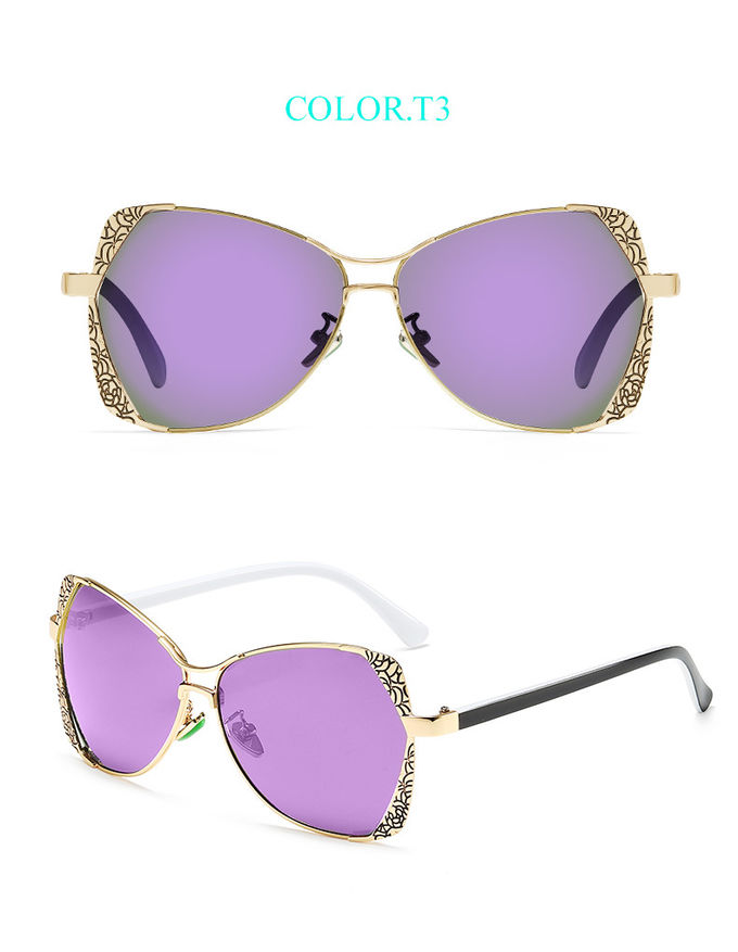 UV400 TAC Retro Metal Polarized Sunglasses 60MM Lens Frame Engraving
