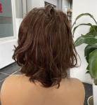 Chestnut Transparent Full Lace Wig Short Wavy Human Hair In Bulk