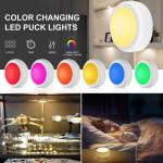 Round Battery Operated LED Puck Lights 6 Lights 300 Lumens Dimmable