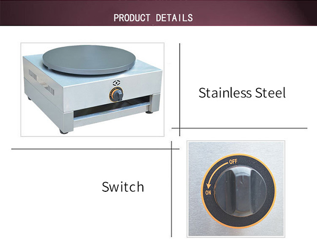 Non Stick Pancake Pan Griddle Snack Food Processing Equipment / Single Plate Gas Crepe Machine