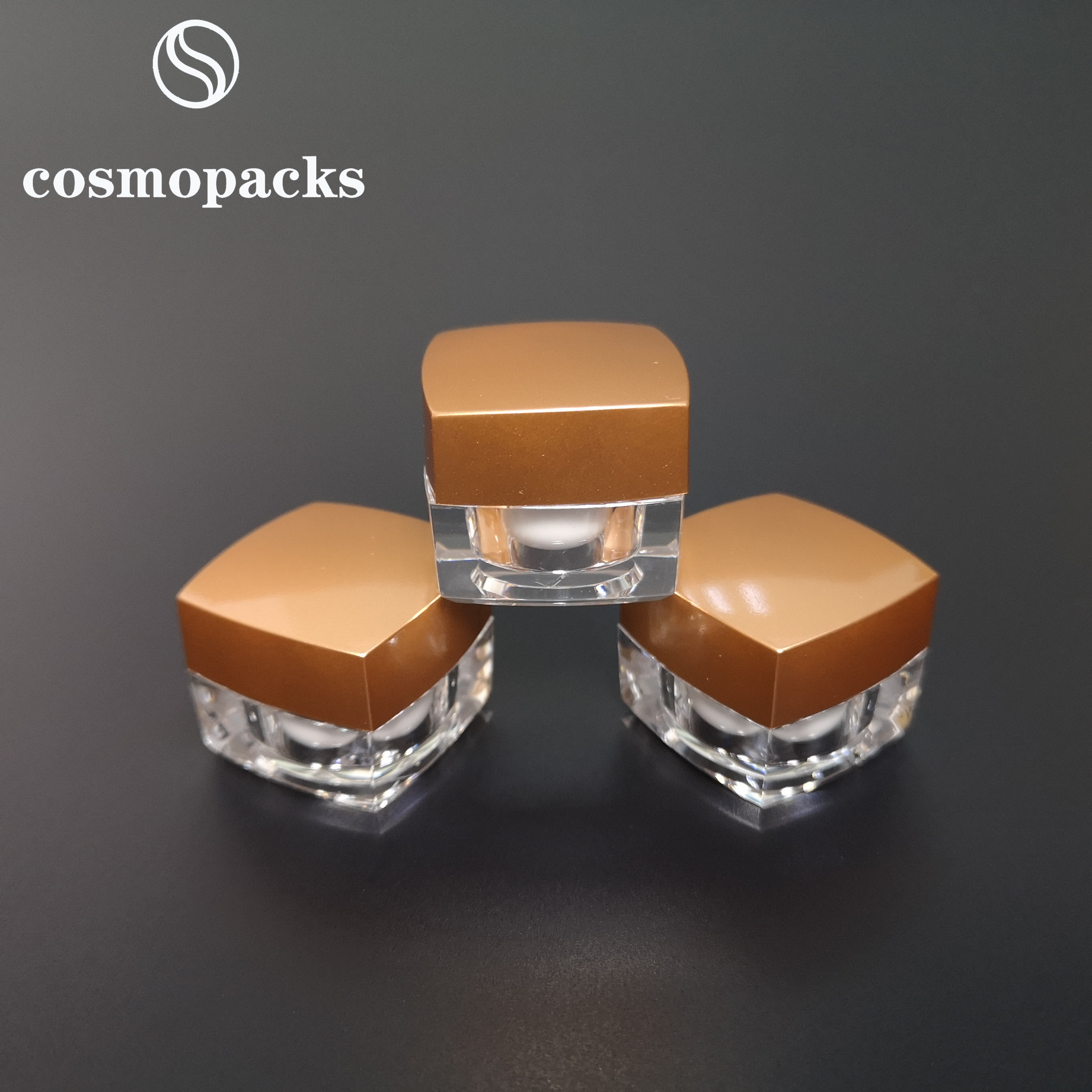 15g 30g Acrylic Clear Square Cosmetic Cream Jars 60mm Diameter