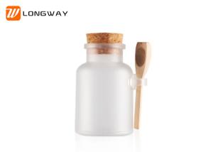 Quality Frosted Plastic Cosmetic Jars ABS Bath Salt Bottles With Wooden Spoon / Plug wholesale