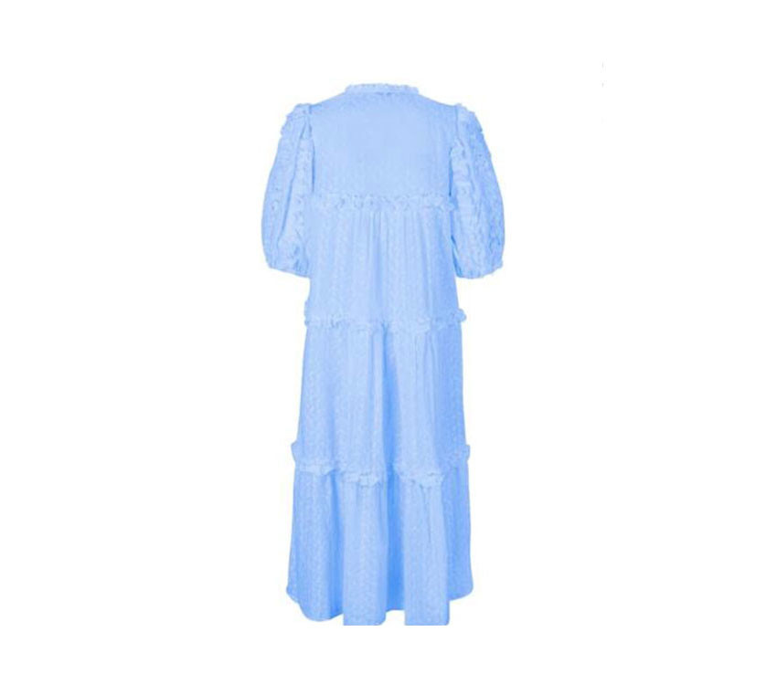 Maxi Dress Summer Short Sleeves Cotton Jacquard