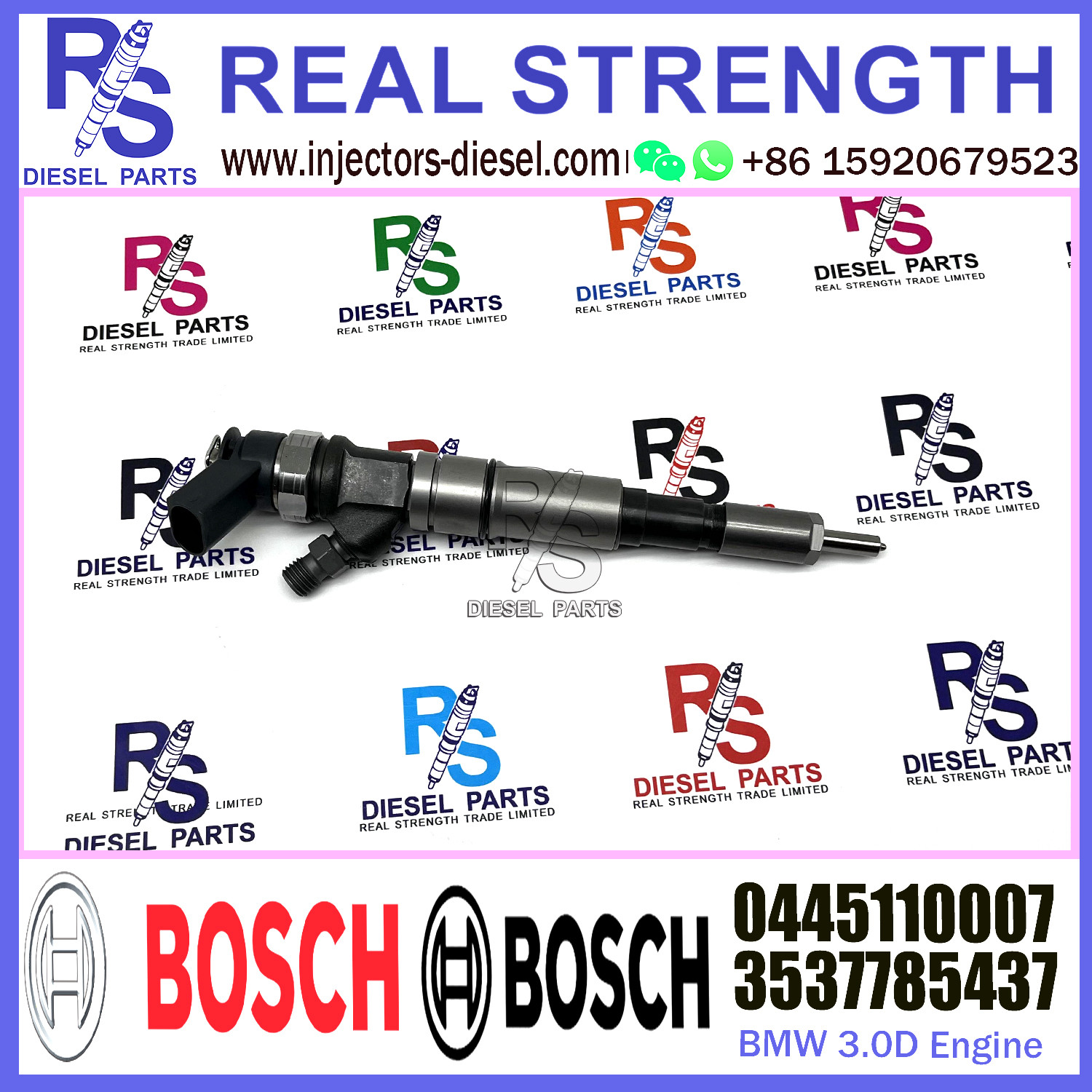 Diesel Fuel Common Rail Injector 0445110007 3537785437 0986435010 0445110029 For BMW 3.0D Engine