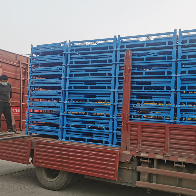 Grid Material Metal Pallet Crate Folding Mesh Container Customized