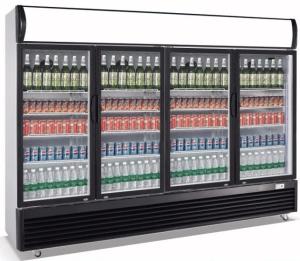 Quality 1630L Upright Commercial Display Cooler , Four Glass Door Display Fridge wholesale