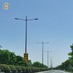 Round / Conical Shape Street Light Pole Q235B Single Arm Light Pole