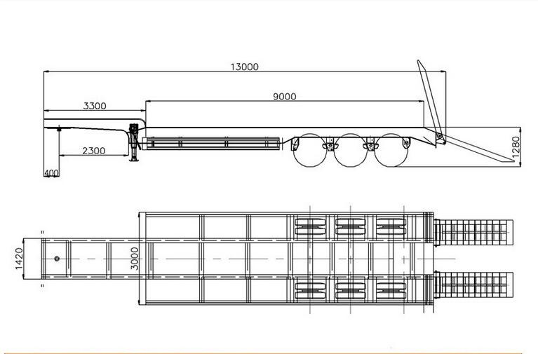 120 Tons Max Payload Drop Deck Lowboy Truck Trailers for Heavy Duty Transportation