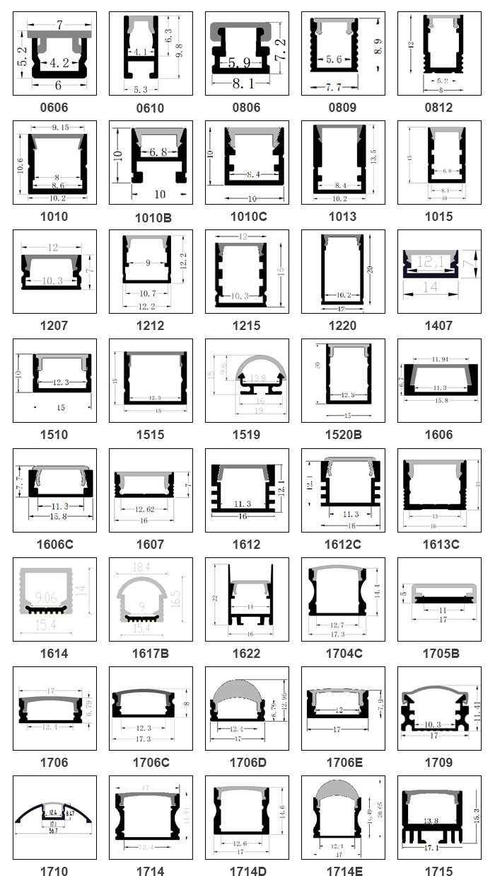 1m 2m 3m ADP-0606 Aluminum profiles for led lighting strip outdoor profile light led profile