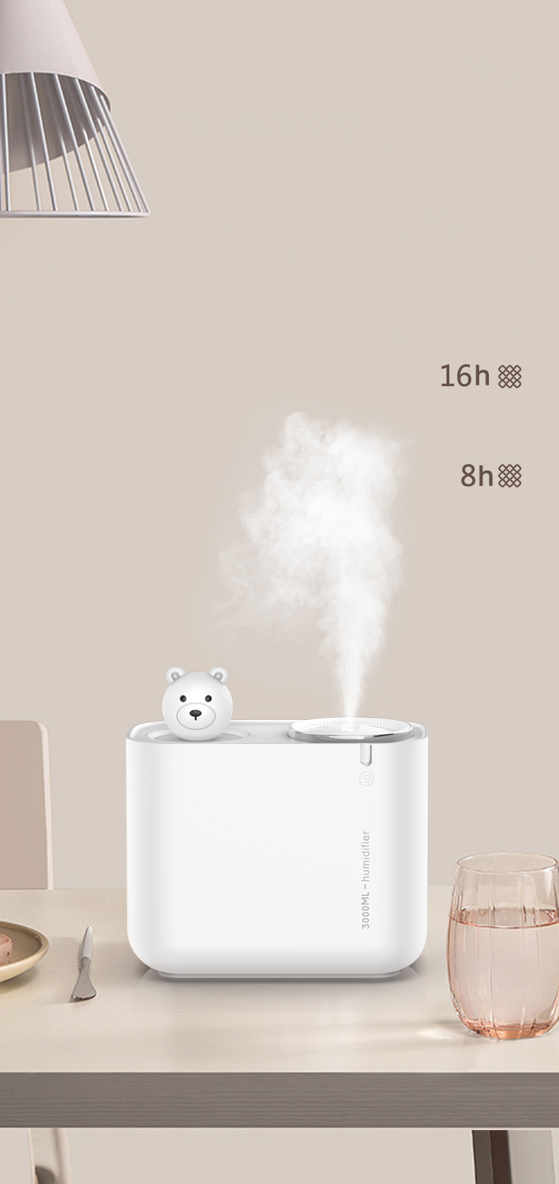 3000ML Dual Spray Ultrasonic Atomizer Large Capacity Home Office Air Humidifier Cool Mist Maker