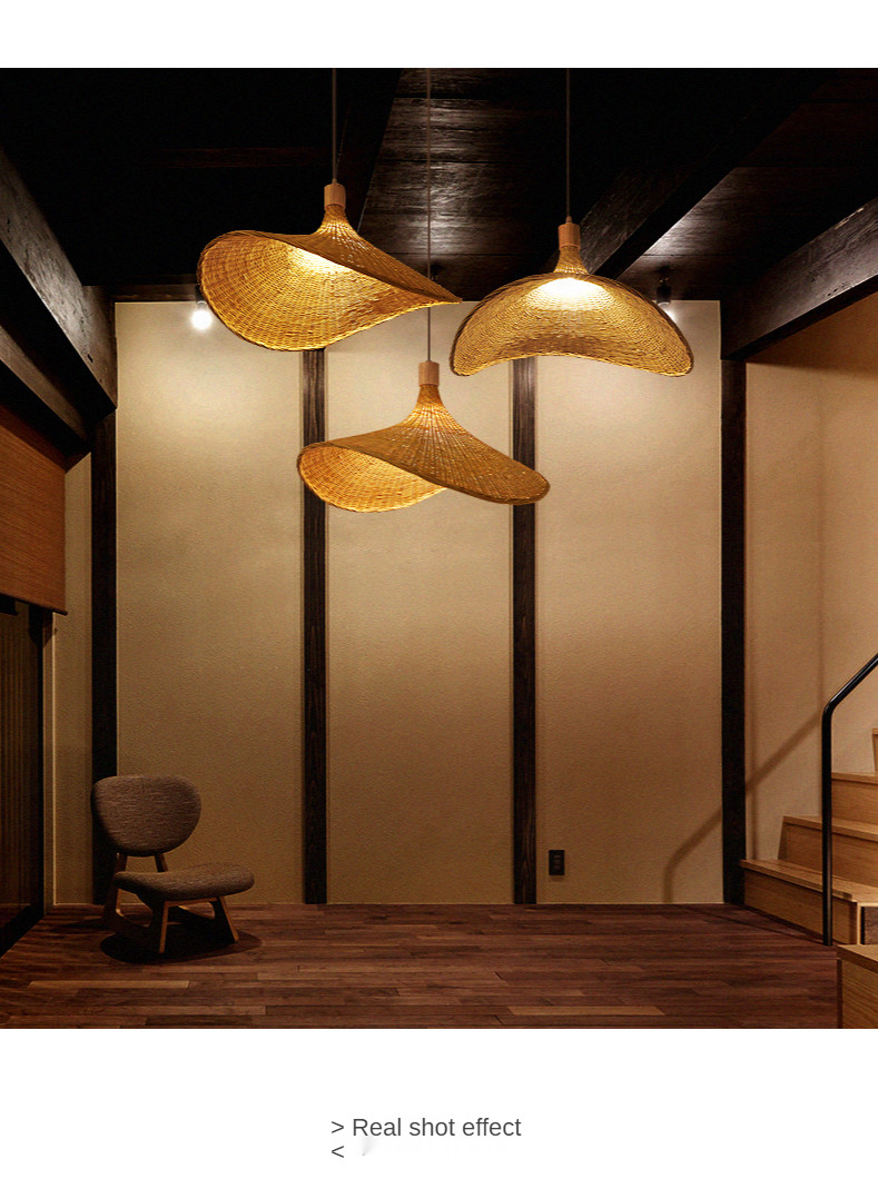 Wooden Weaving Bamboo Pendant lights Handmade Bamboo Straw hat retro Chandelier(WH-WP-45)