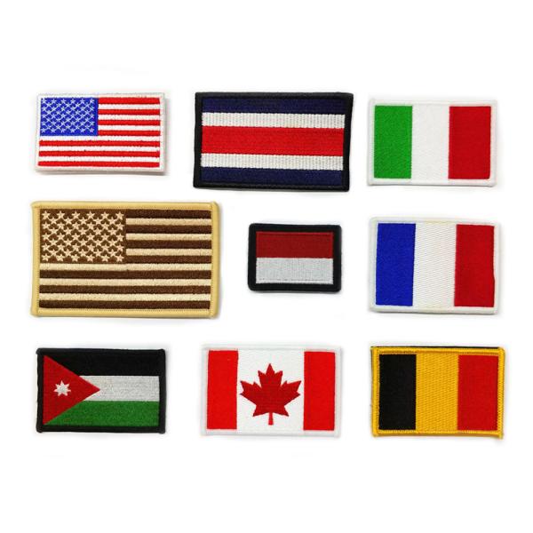 American Canada National Embroidery Flag Patch Customized Shape Size For