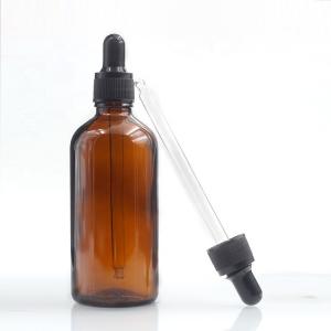 Quality 100ml Empty Amber Oil Dropper Glass Bottle With Childproof Cap wholesale