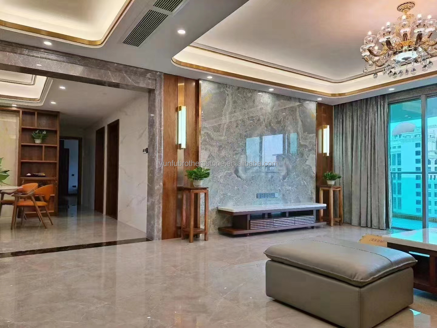 Gold and Blue Onyx Marble Stone for Hotel Floor Luxury Natural Stone Jade Slab Design
